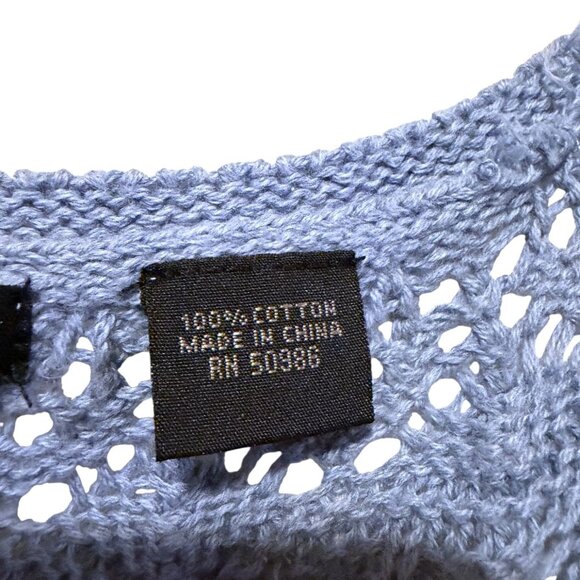 Y2K Jeanne Pierre Sweater S Open Knit Crochet Flare Cuffs Ruffle Hem Fairy - Picture 7 of 7